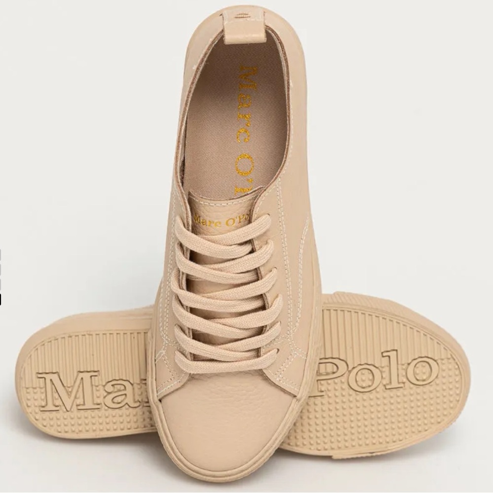 NWOT Eur 41  W 10, M 8.5–9 Genuine leather beige nude plain sneakers Marc O'Polo